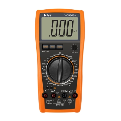 VC9808+ 电容最大2000uF，电阻最大2000MΩ量程测量，电感，频率，温度测量，防高压打火设计。