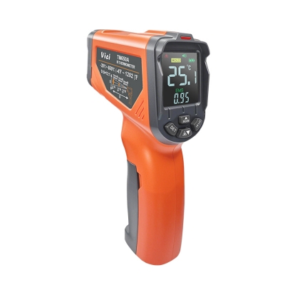 TM650A Max 650℃ Infrared thermometer, 12:1 D:S, Adjustable 0.1 to 1.0 emissivity, High/Low temperature alarm function, Max/Min/Average/Difference.