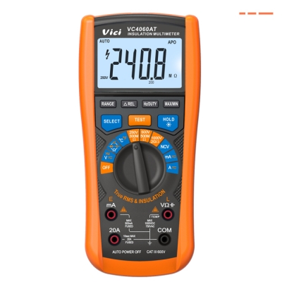 VC4060AT Insulation DMM Motor Checker, True RMS test, NCV test, Data hold, Backlight, Torch lighting, Max/Min and the difference value between max and min