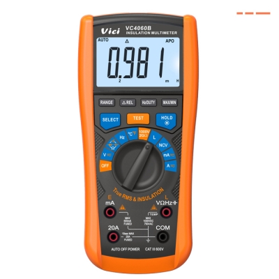 VC4060B Insulation Induction DMM Motor Checker, True RMS test, NCV test, Data hold, Backlight, Torch lighting, Max/Min and the difference value between max and min.
